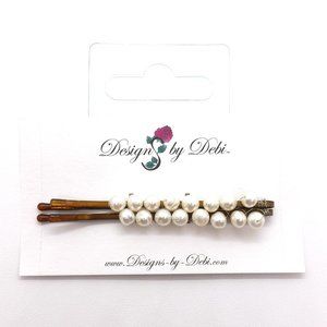 2 White Freshwater Pearl Bobby Pins Hair Jewelry